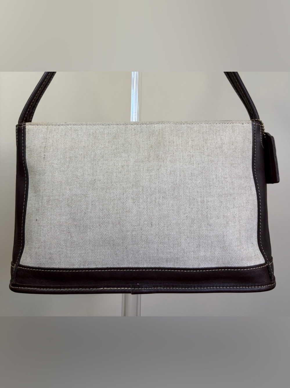 Vintage COACH Large Bleeker Zip Shoulder Bag Canvas Brown Leather 6124 EUC - Picture 10 of 17